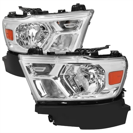 Spec-D Tuning 1500 OE STYLE HEADLIGHTS WITH CHROME HOUSING AND CLEAR LENS, 2PK 2LH-RAM1915-RS